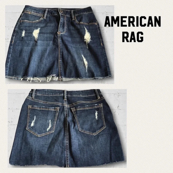 American Rag Distressed Denim Mini Skirt - Picture 1 of 8